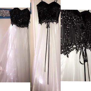 Long White & Black Dress